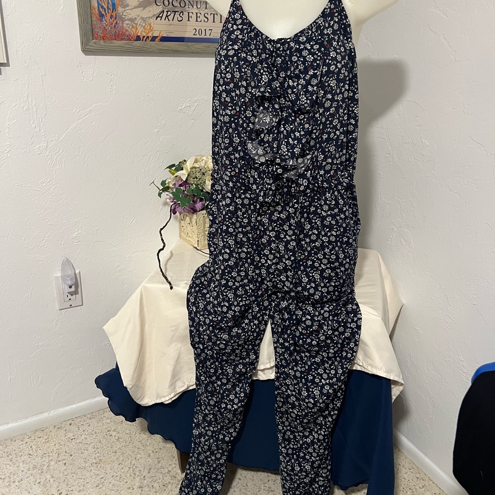 Greylin Dark Blue Floral Jumpsuit